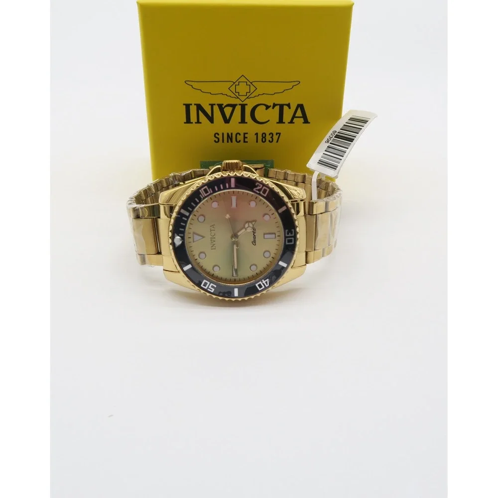 Invicta Pro Diver Vitreos Mens Watch 42mm Gold Tone Stainless Steel 69396 New